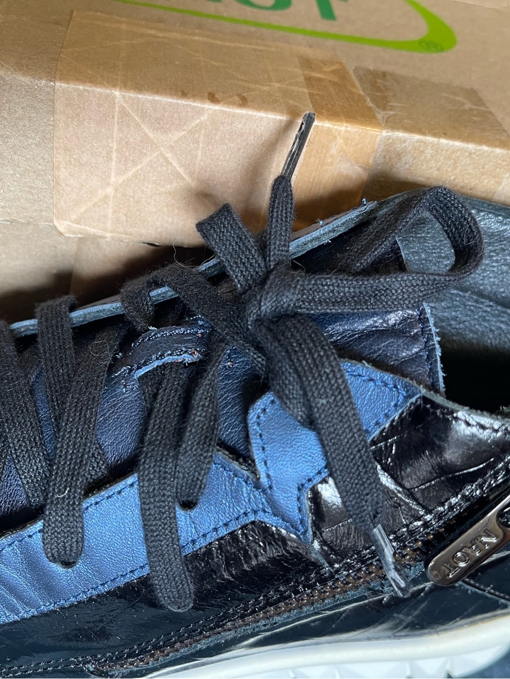 LNIB Naot Polaris Leather HighTop Sneaker Comfort Bootie Navy Ink Black Croc 40 - Picture 11 of 11